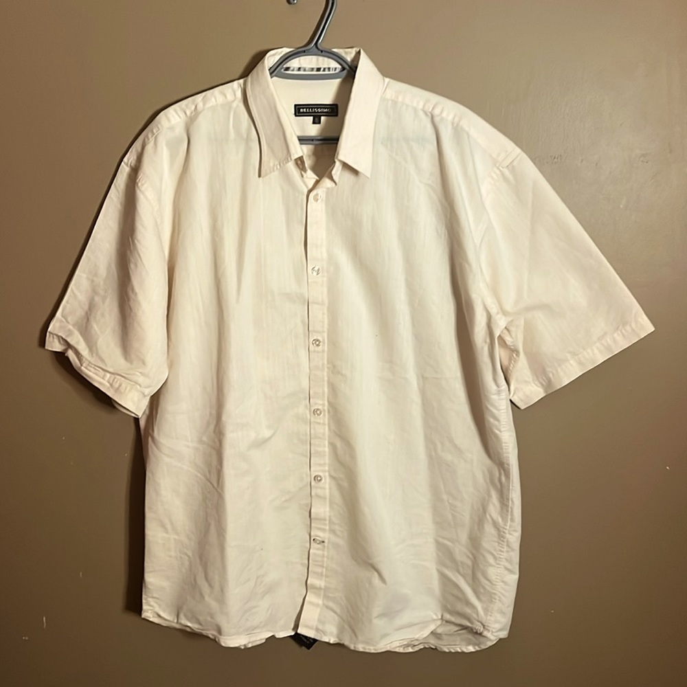 😄Pale pink cotton blend short sleeve dress shirt. B5